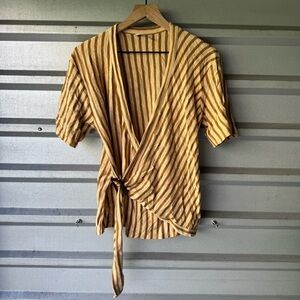 Zara Brown and Cream Striped Blouse